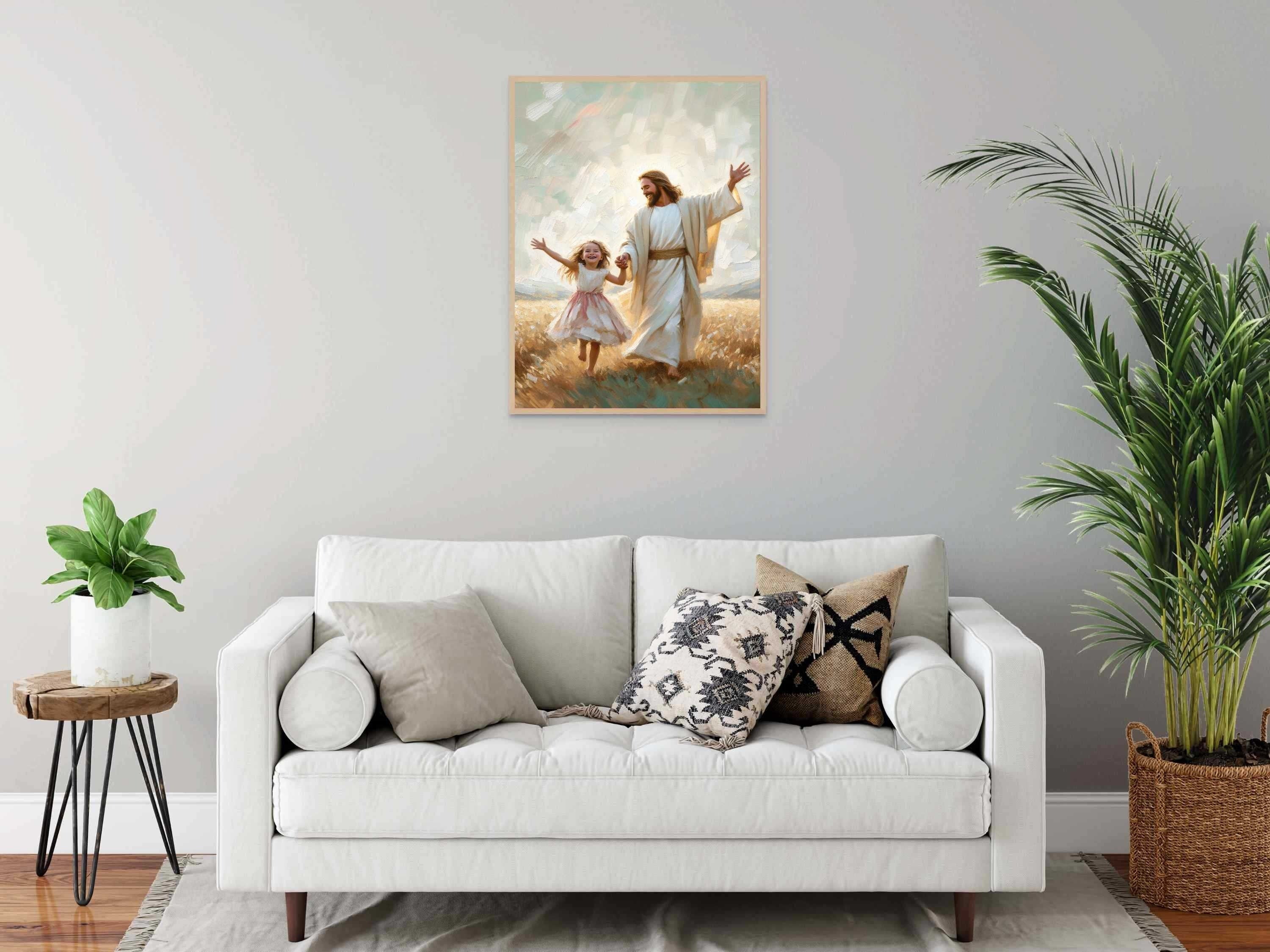 A Day for Dancing Poster, Christian Poster, Jesus with Girl, Jesus Dancing With Little Girl Poster, Bible Art Poster